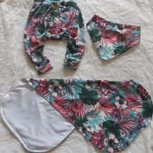 Pants and Bandana with Matching Burp Cloth Set