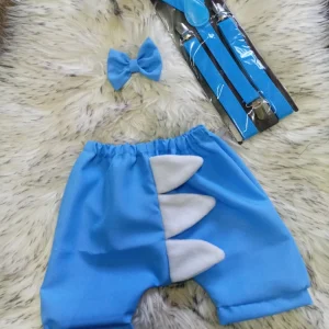 Little Blue Dino Suspender Set for Boys